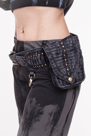 Cotton Canvas Pleats Single Pocket Belt