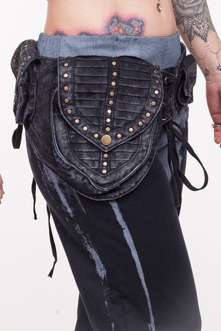Cotton Canvas Pleats Triple Pocket Belt